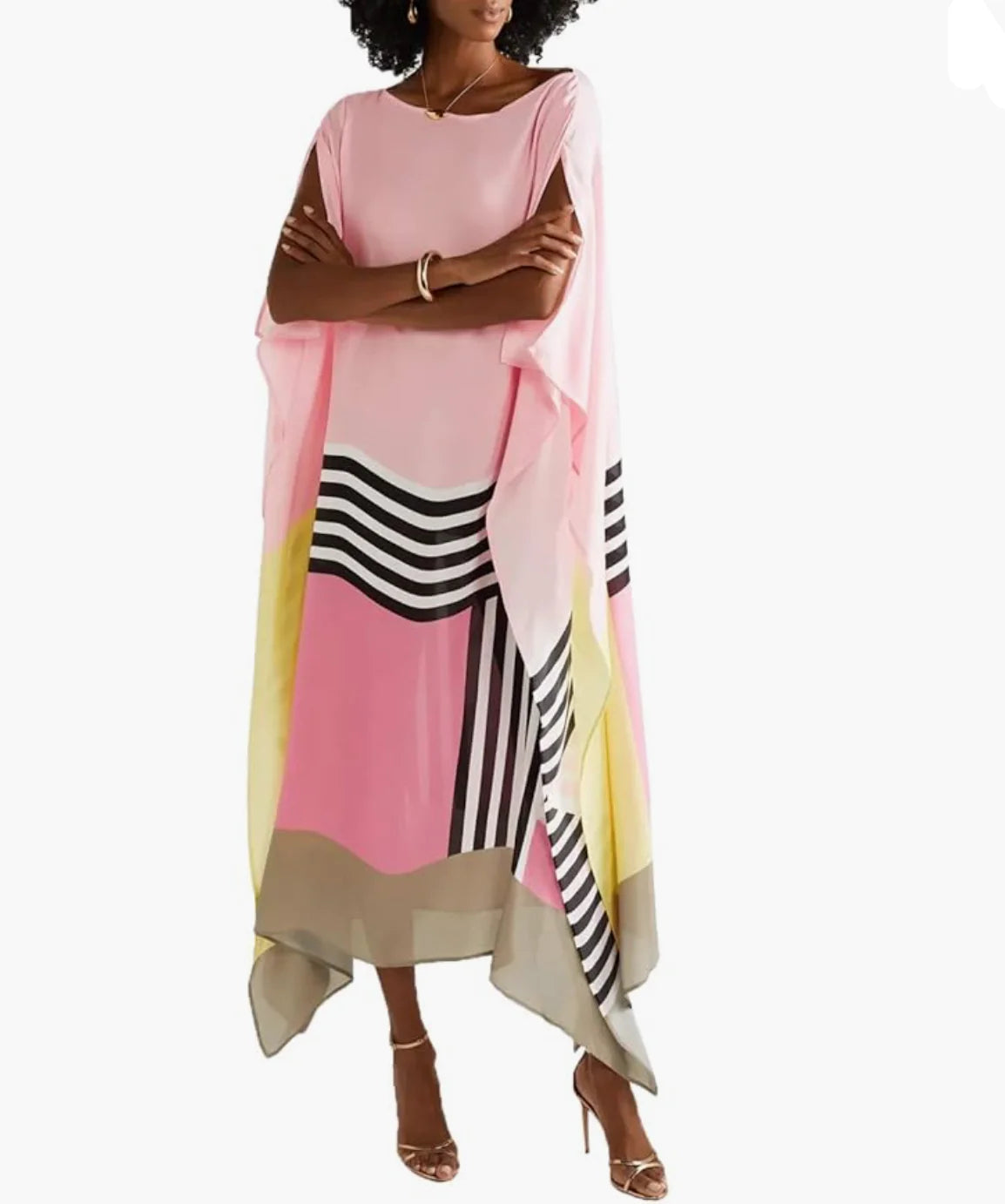 MONDIALLY™ |  Roze Candy Stripe Kaftan