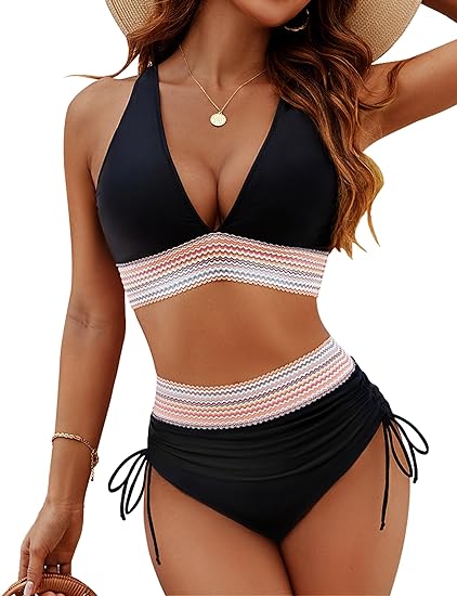 NEVOLI™ | Hoge Taille Tummy Control Kleur Blok Bikinisets