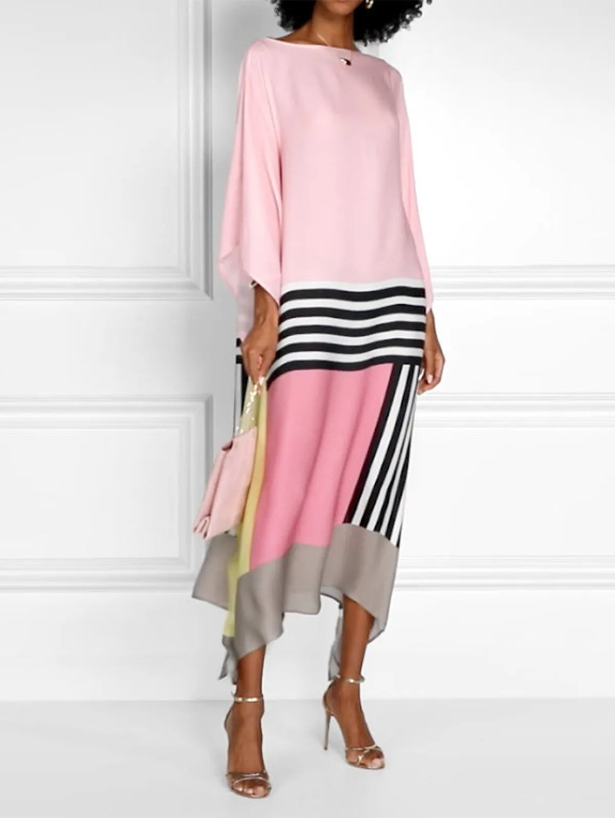 MONDIALLY™ |  Roze Candy Stripe Kaftan