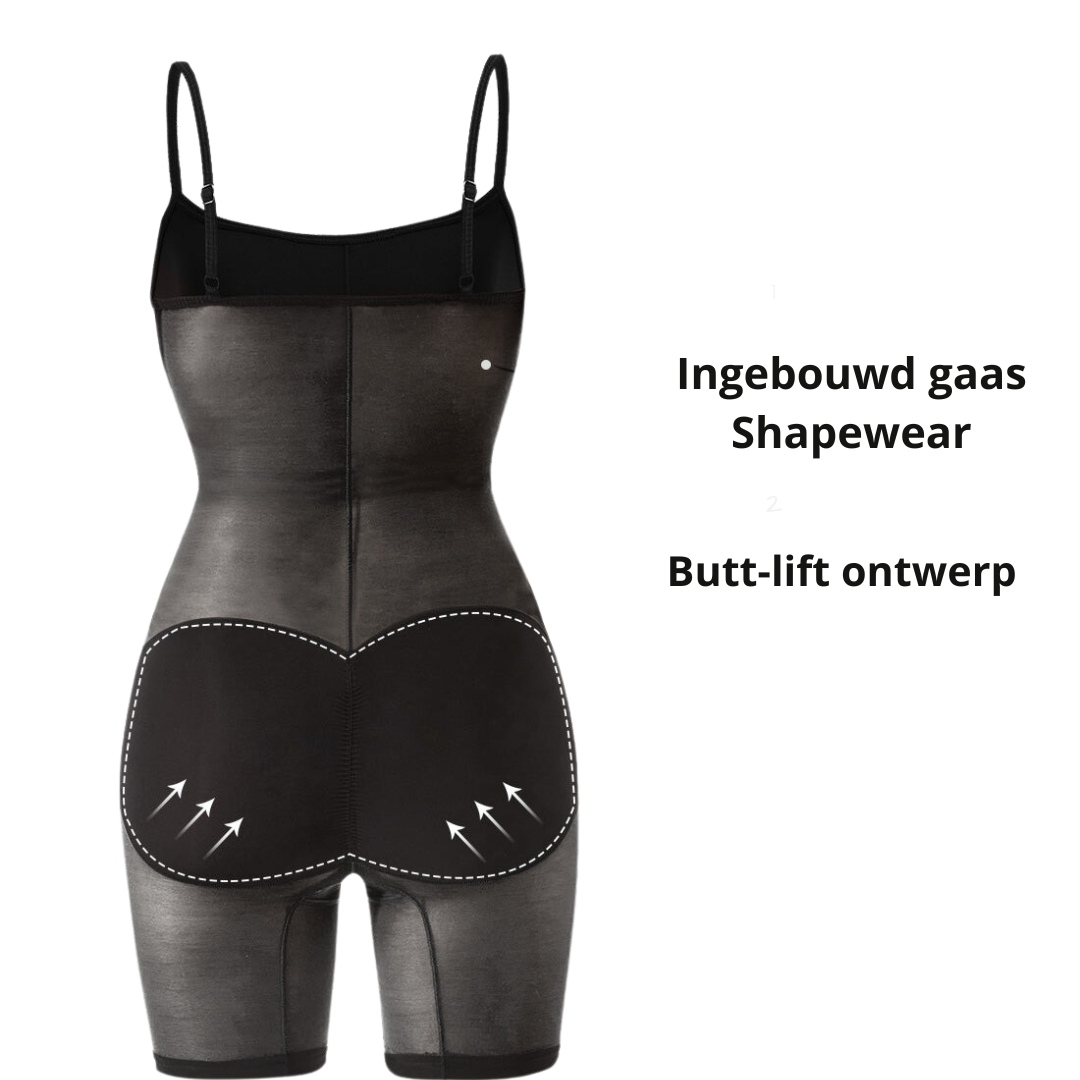 MONDIALLY™ | Queen Anne Neckline Jurk Met Ingebouwde Shapewear